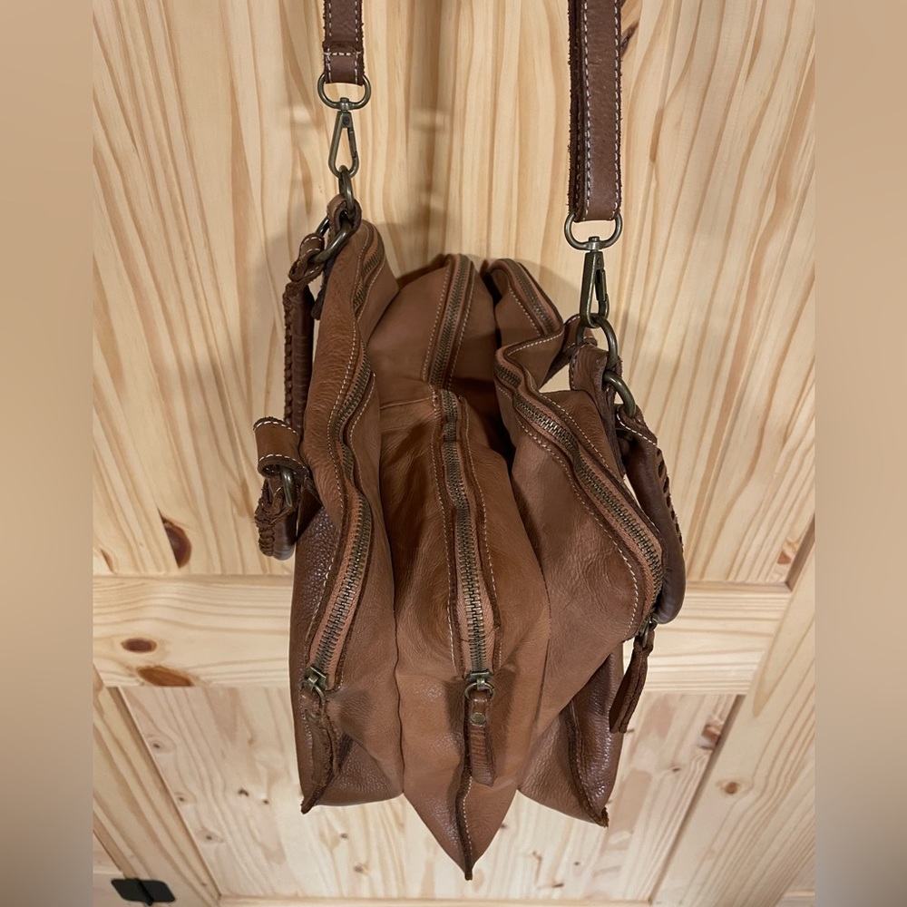 Women's Brown Leather Satchel Crossbody Bag